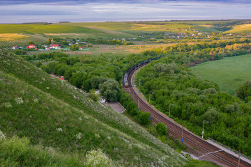Fototapeta na wymiar view from the mountain on the railroad