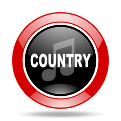 music country red and black web glossy round icon