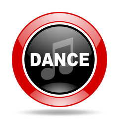 dance music red and black web glossy round icon