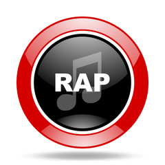 rap music red and black web glossy round icon