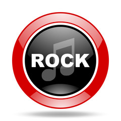 rock music red and black web glossy round icon