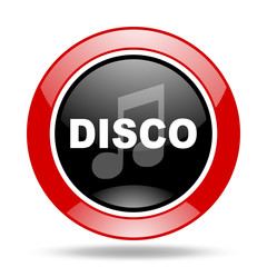 disco music red and black web glossy round icon