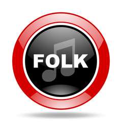 folk music red and black web glossy round icon