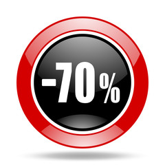 70 percent sale retail red and black web glossy round icon