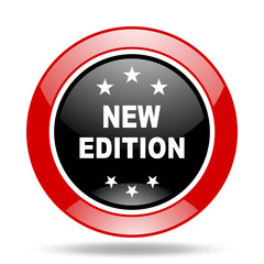 new edition red and black web glossy round icon
