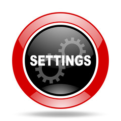 settings red and black web glossy round icon