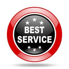 best service red and black web glossy round icon