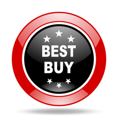 best buy red and black web glossy round icon