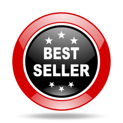 best seller red and black web glossy round icon