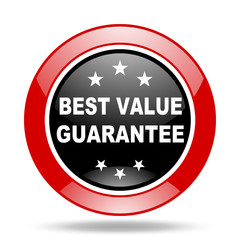 best value guarantee red and black web glossy round icon