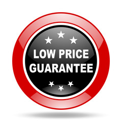 low price guarantee red and black web glossy round icon