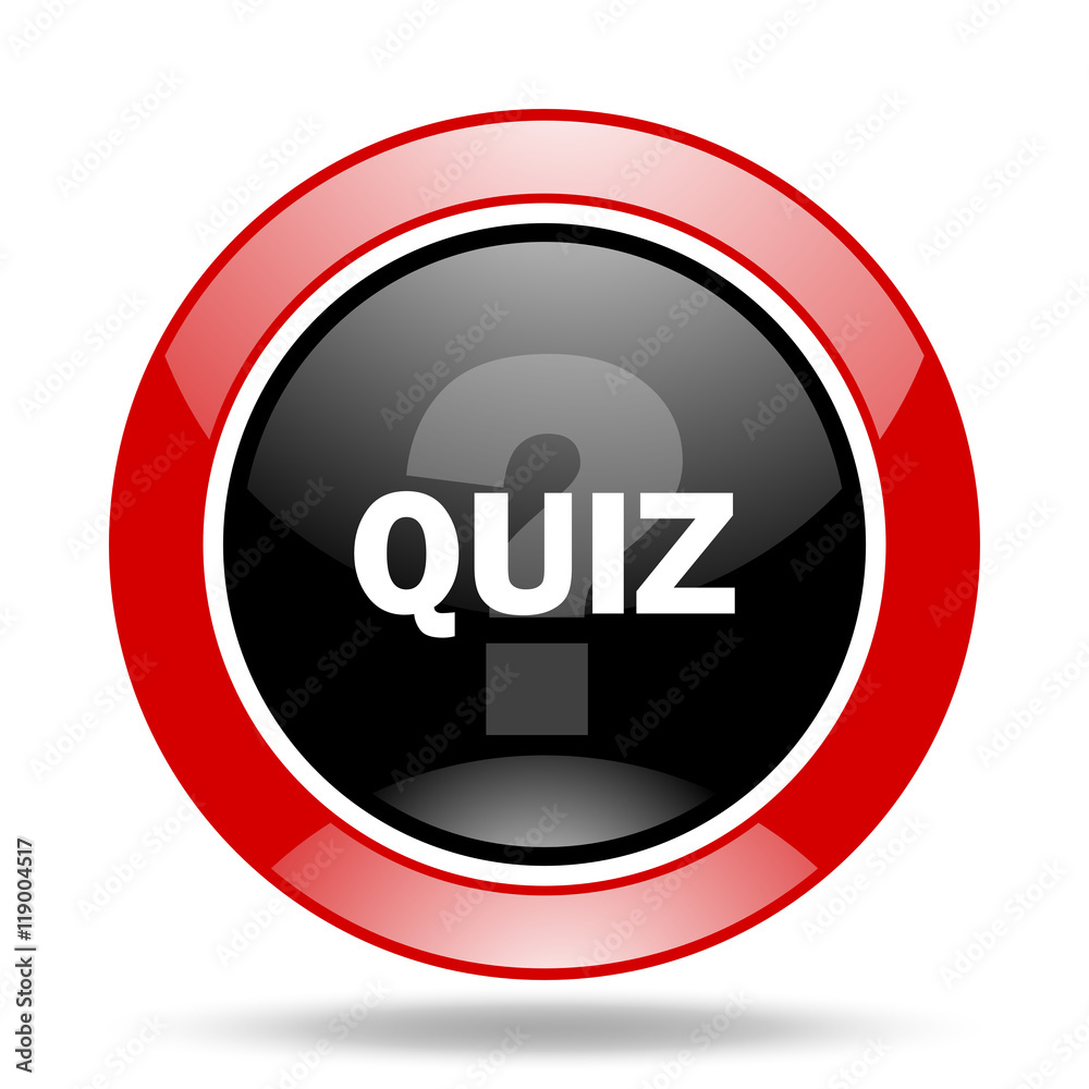 Poster quiz red and black web glossy round icon
