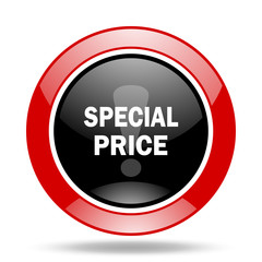 special price red and black web glossy round icon