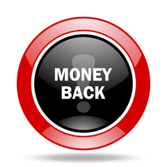 money back red and black web glossy round icon