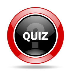 quiz red and black web glossy round icon