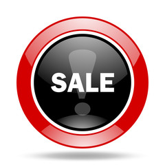 sale red and black web glossy round icon