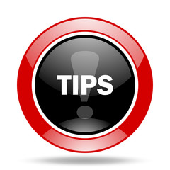 tips red and black web glossy round icon