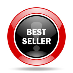best seller red and black web glossy round icon