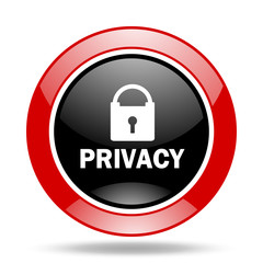 privacy red and black web glossy round icon