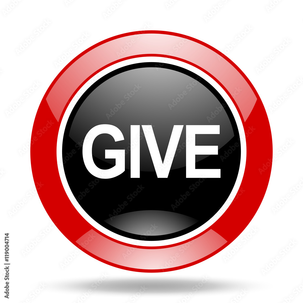 Poster give red and black web glossy round icon