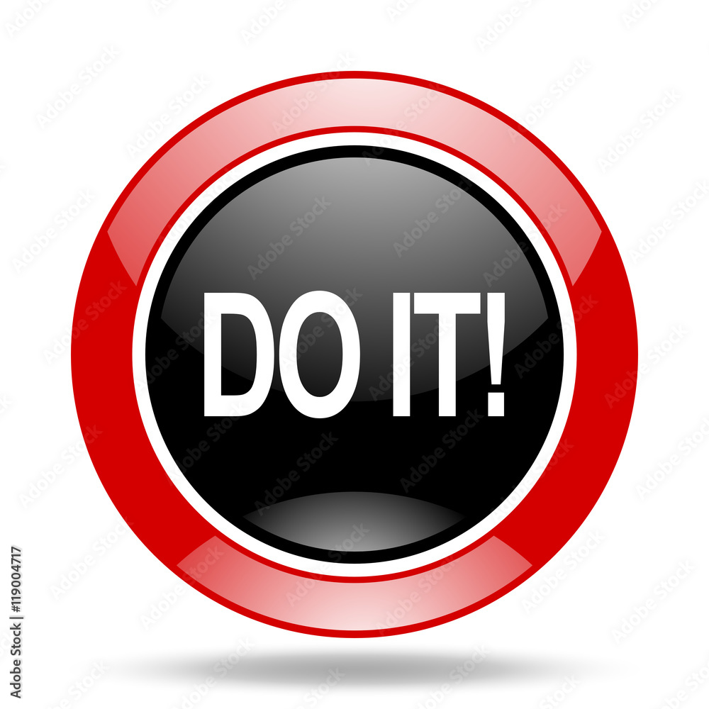 Poster do it red and black web glossy round icon