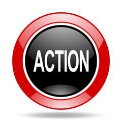 action red and black web glossy round icon