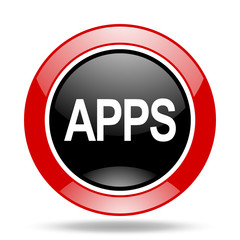 apps red and black web glossy round icon