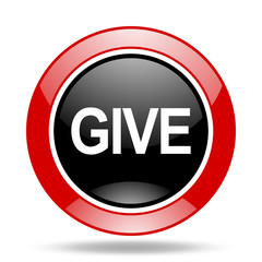 give red and black web glossy round icon