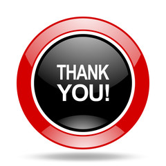 thank you red and black web glossy round icon