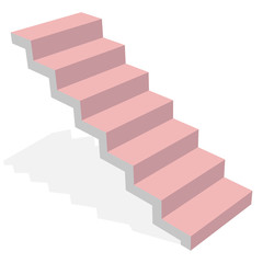 Fototapeta premium Modern staircase 3d pink with shadow isolated. Ladder side view.Vector illustrations on a white background.