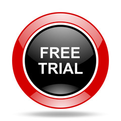 free trial red and black web glossy round icon