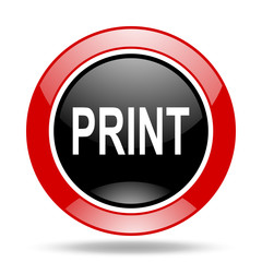 print red and black web glossy round icon