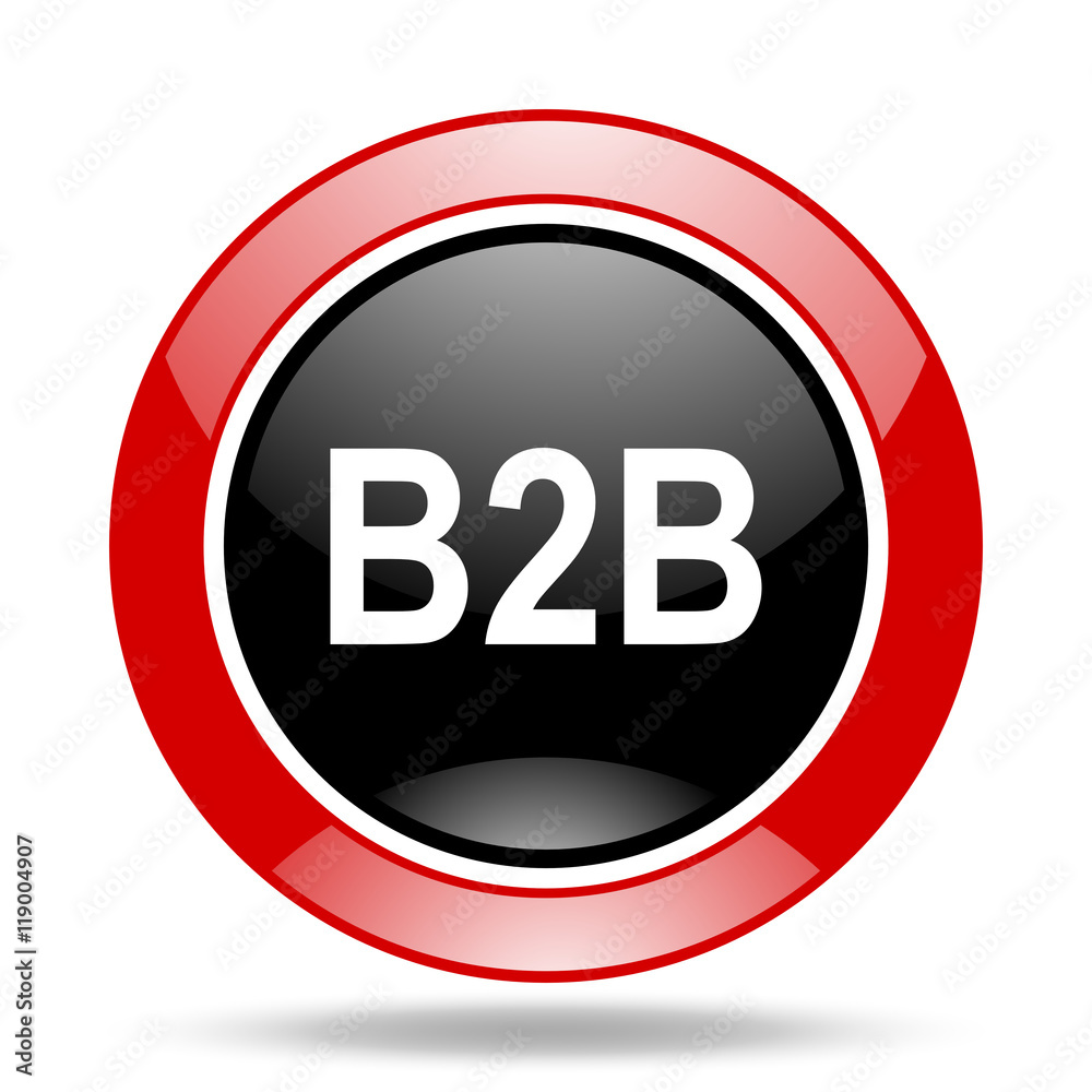 Poster b2b red and black web glossy round icon