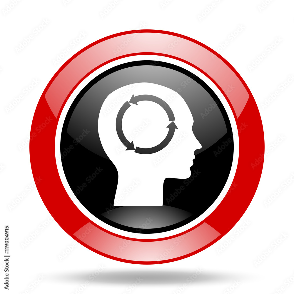 Poster head red and black web glossy round icon