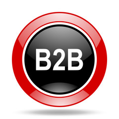 b2b red and black web glossy round icon