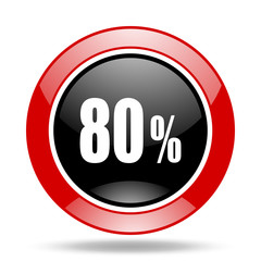 80 percent red and black web glossy round icon