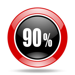 90 percent red and black web glossy round icon