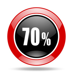 70 percent red and black web glossy round icon