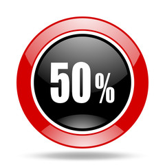 50 percent red and black web glossy round icon