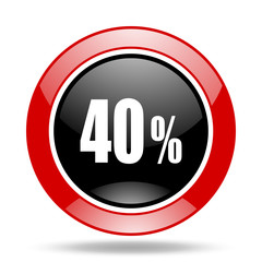 40 percent red and black web glossy round icon