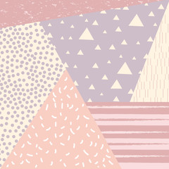 Trendy memphis style background with retro style texture, pattern and geometric elements. Vector illustration