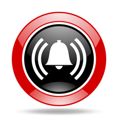 alarm red and black web glossy round icon