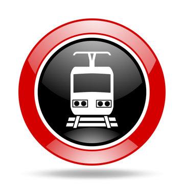 train red and black web glossy round icon