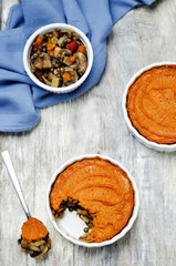 vegan green lentil mushroom sweet potato Shepherds pie