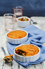 vegan green lentil mushroom sweet potato Shepherds pie