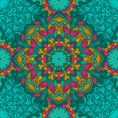 Seamless decorative pattern. Ornament with mosaic elements