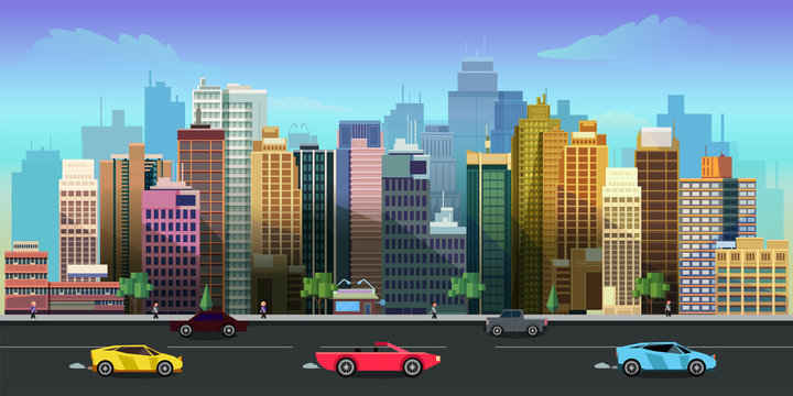 city game background 2d application. Vector design.