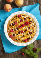 Peach and raspberry pie