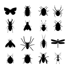 Insect icon black silhouette icons