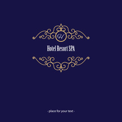 Vintage luxury frame on dark blue.